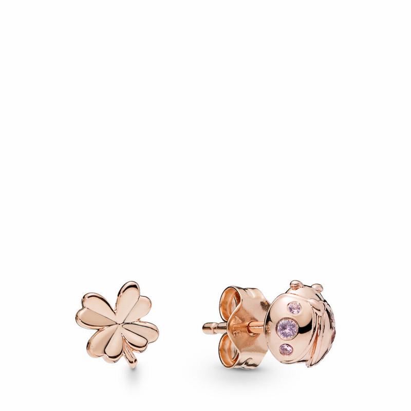 Pandora Rose™ Four-Leaf Clover & Ladybird Stud Earrings Clearance NZ (267845-XCH)